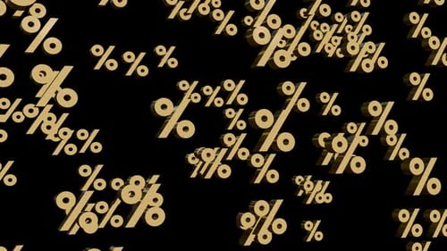 Golden Percentage Symbols Falling Animation with Alpha