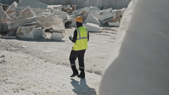 African American Foreman At Work In Quarry, Industrial Stock Footage ft ...