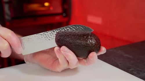 Avocado Slicing in Commercial Kitchen