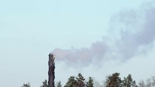 Industrial Chimney Stack Emitting Smoke
