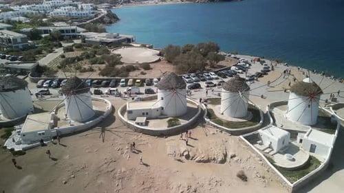 Old windmills, Mykonos town, Mykonos island, Greece