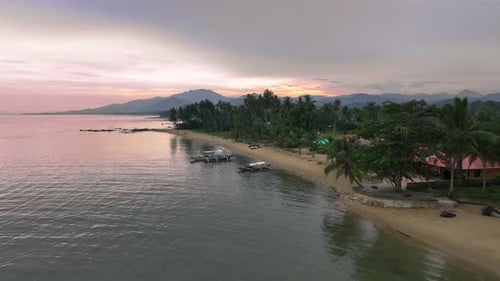Fabulous Sunset On The Wild Beach Of Palawan, Philippines