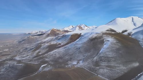 Aerial View of Snow Covered Mountain Range
