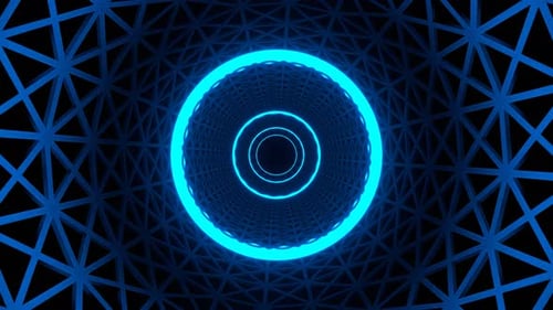 Blue Neon Light Grate Tunnel Background Vj Loop In 4K