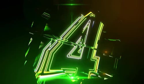 Dynamic Digital Countdown Opener with Glowing Neon Numbers