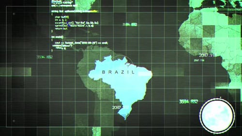 Brazil Map With Hud Effects Satellite Map