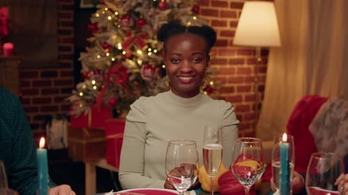 Friends and Family Celebrate Christmas Together at Home