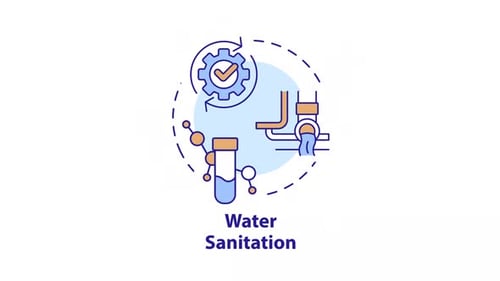 Flat Design Animated Icon for Water Sanitation Concept
