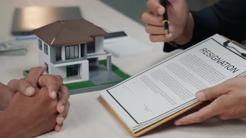 Business people seller explain and calculate to buying real estate house properties.