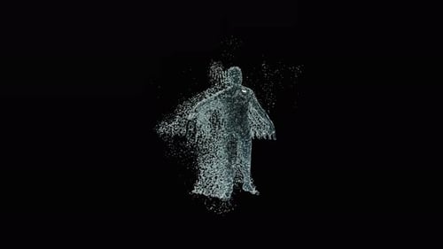 Abstract Water Particle Figure Forming and Dissolving Animation