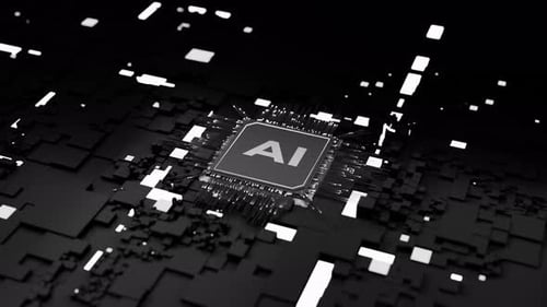 The Future of Tech: Detailed View of an AI Chip Connected to a High-Tech Motherboard