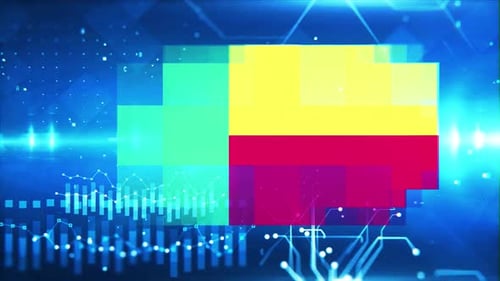 Benin Flag on Economic Graph Background