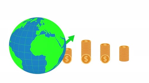 Dollarmünze, Planet Erde, Weltwirtschaft, Animation