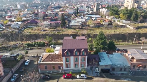 Aerial View Golden Hour at Tbilisi's Cathedral A Vision in