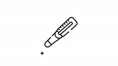 Digital thermometer line art icon for fever check and health monitor animation