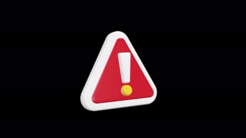 Animated 3D Warning Sign Exclamation Mark Icon
