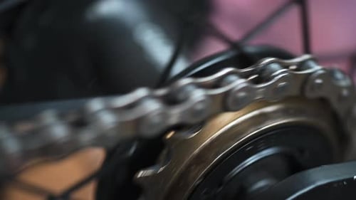 the Bicycle Chain is Captured Interacting with the Teeth of the Gear As If Generating Motion and