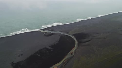 Aerial view of Iceland coastline, Iceland.