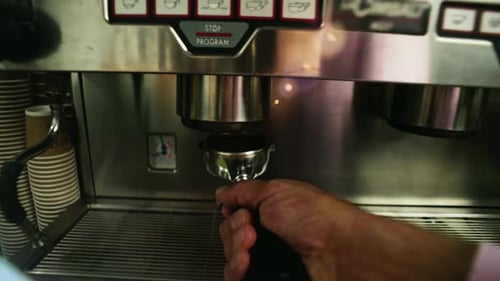 Making Espresso with Commercial Coffee Machine