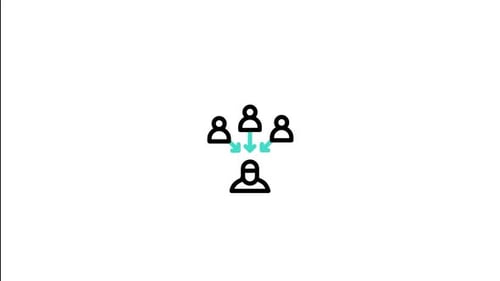 Animated Flat Design Icon: People Connecting to a Central Leader