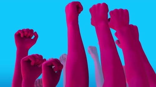 Animated Fists Rising Upward Symbolizing Justice and Unity