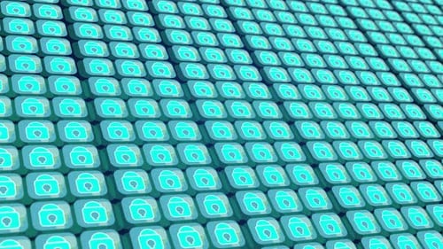 Grid of Glowing Padlock Icons for Cyber Security Background