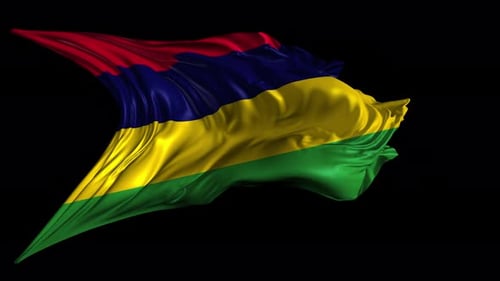 Realistic Mauritius Flag Waving Loop Animation