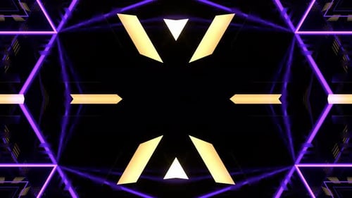 Purple And Yellow Kaleidoscope Abstract Neon Striped Geometric Pattern Background Vj Loop In 4K