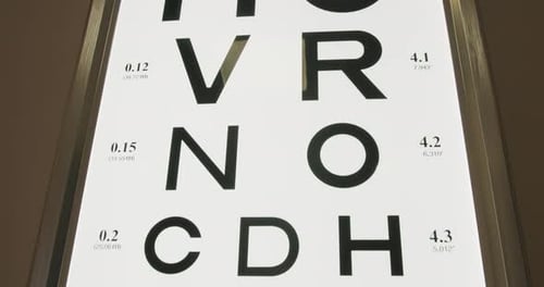 Close-Up View of an Eye Test Chart in a Vision Clinic