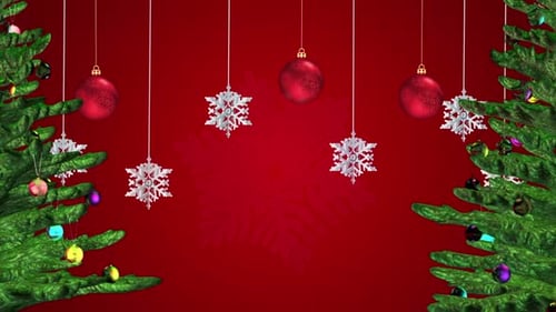 Christmas Trees Red Background