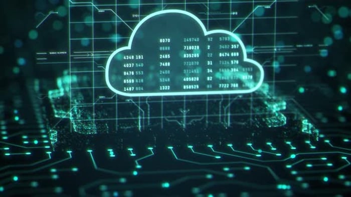 Isometric cloud database animation. Cloud computing and file cloud ...