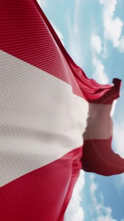 Realistic Red and White Striped Flag Waving