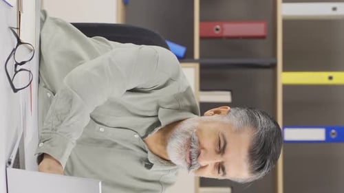 Vertical video of Company director happy document.