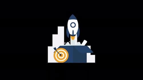 Flat Design Rocket Launch for Business Growth