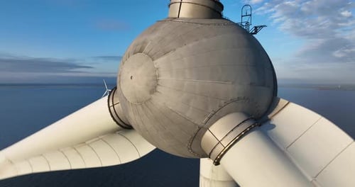 Off shore wind turbines in The Netherlands. Sustainable energy production.