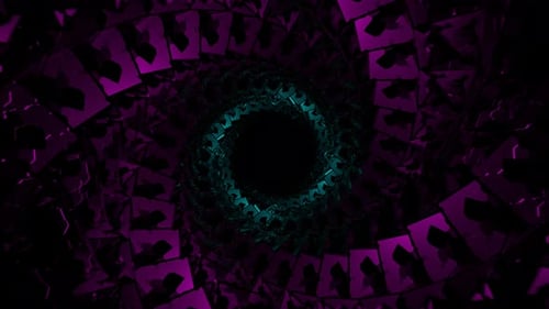 Pink And Cyan Spiral Cubic Tunnel Background Vj Loop In 4K