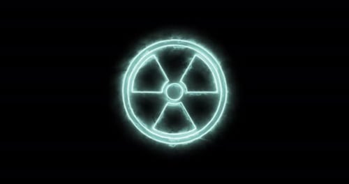 Electric Radiation Symbol with Pulsing Neon Glow