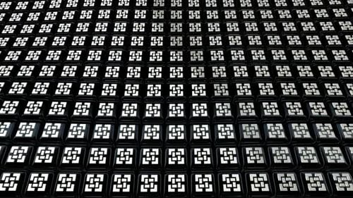 Floating Background with Black Cubes, White Shapes, 3D Render, Unique Design, Reflection, Exclusive