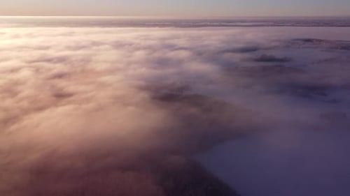 Winter Aerial: Snow, Fog, and Frosty Trees