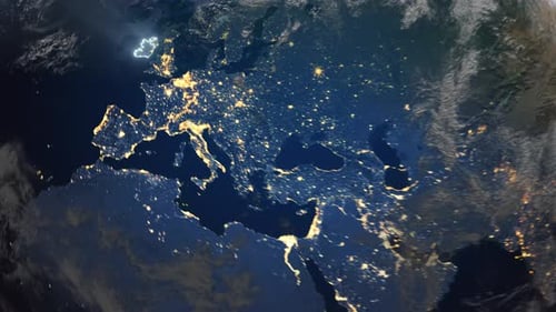 Realistic Earth Orbit and Zoom Glowing Borders Ireland