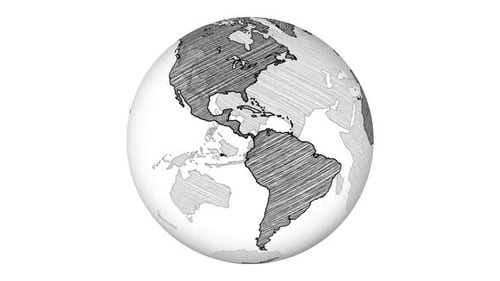 Hand-Drawn Sketch Earth Globe Rotating Animation