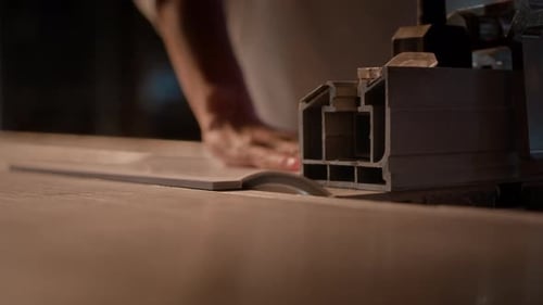 Carpenter Working On Machine In Factroy