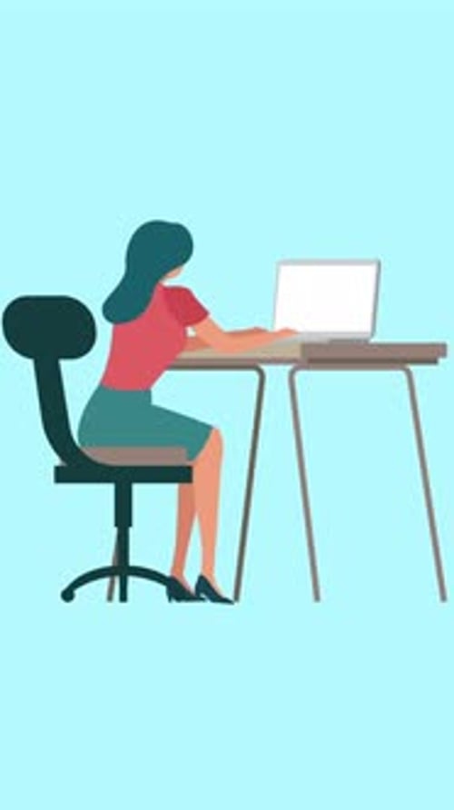 Flat Design Animation of Person Working on Laptop