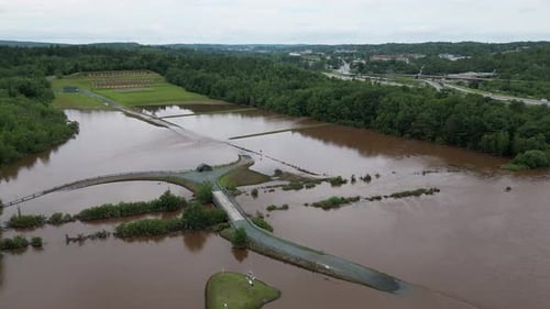 Flooded Landscape After Severe Weather Event