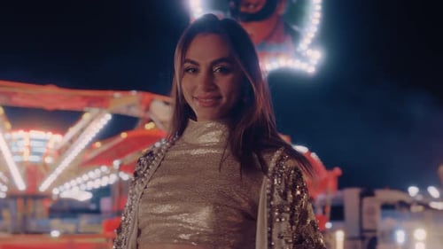 Beautiful Model in a Amusement Park
