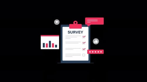 Animated Clipboard with Survey Result Pop-Up. Survey Concept Video - Transparent