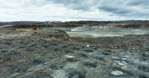 Mining Operations Transforming Landscape with Heavy Machinery Stock Clip