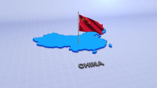 China-Karte mit Flagge