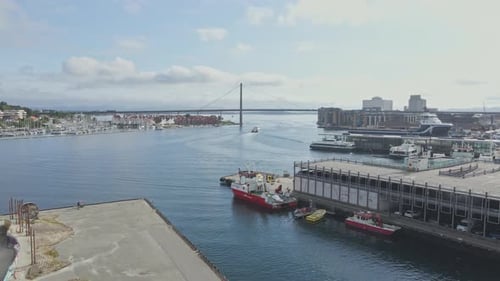 Heading out over the water towards the Stavanger City Bridge in Norway