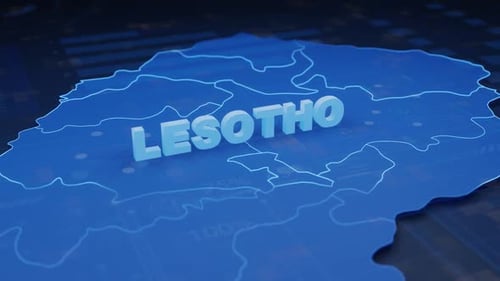 Animated 3D Lesotho Map with Digital Interface Background
